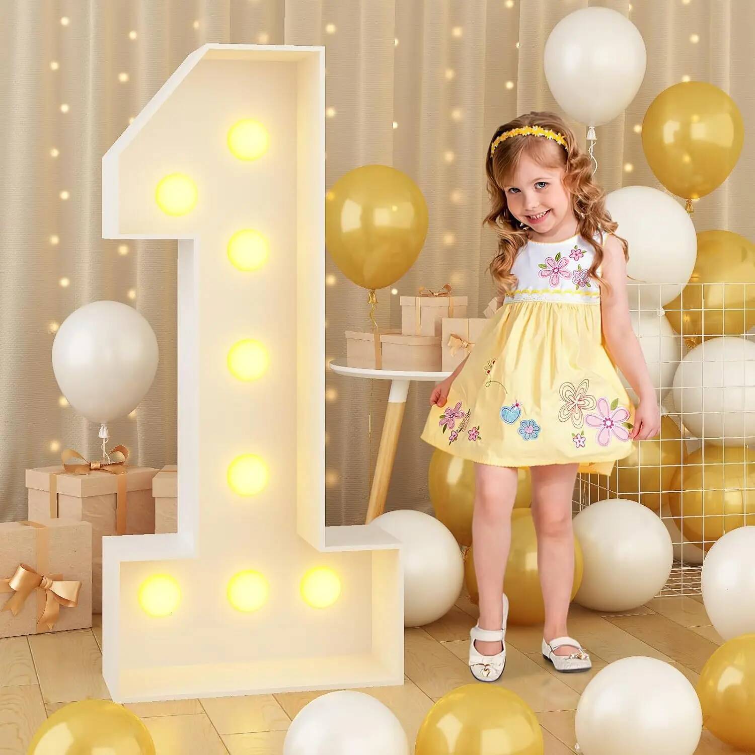 Confetti Balloon Set - Número Gigante con Luces LED para