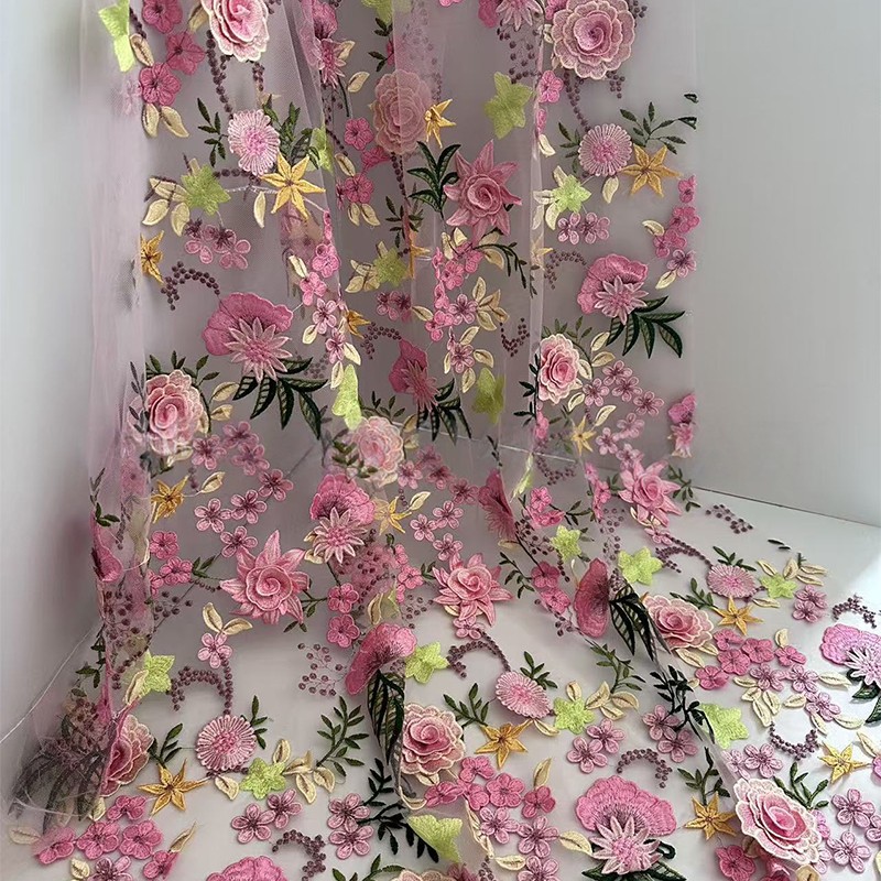 Tela de tul bordada con flores - Wedding Supply Wholesale reseña y precio