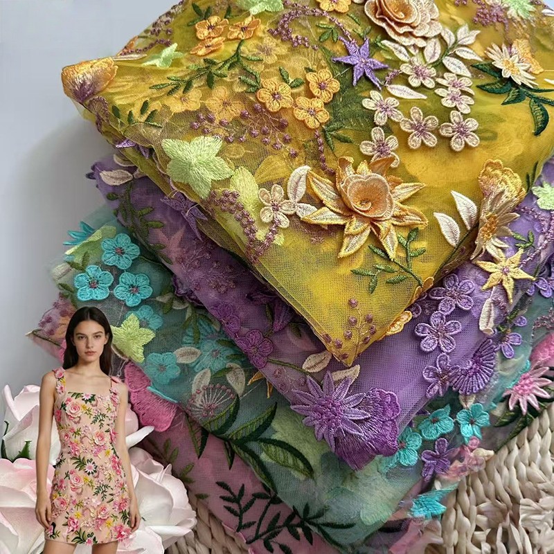 Tela de tul bordada con flores - Wedding Supply Wholesale reseña y precio